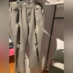 Distressed Gray Boyfriend Jeans